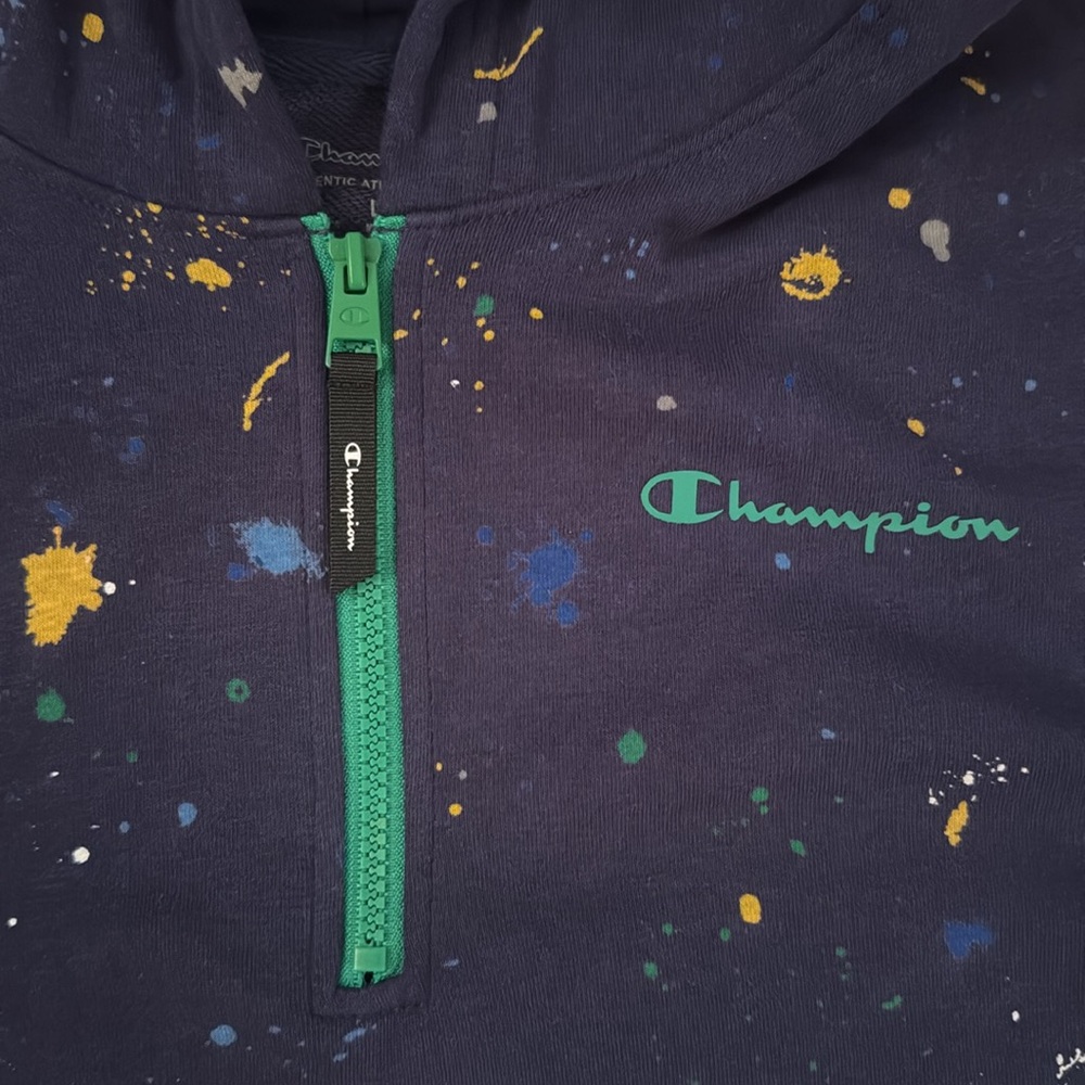 Champion Navy Hoodie with Paint Splatter - Picture 5 of 6